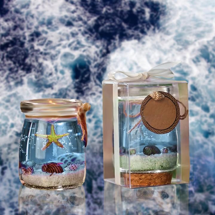 Ocean Theme Blue Purple Pink Gel Candle